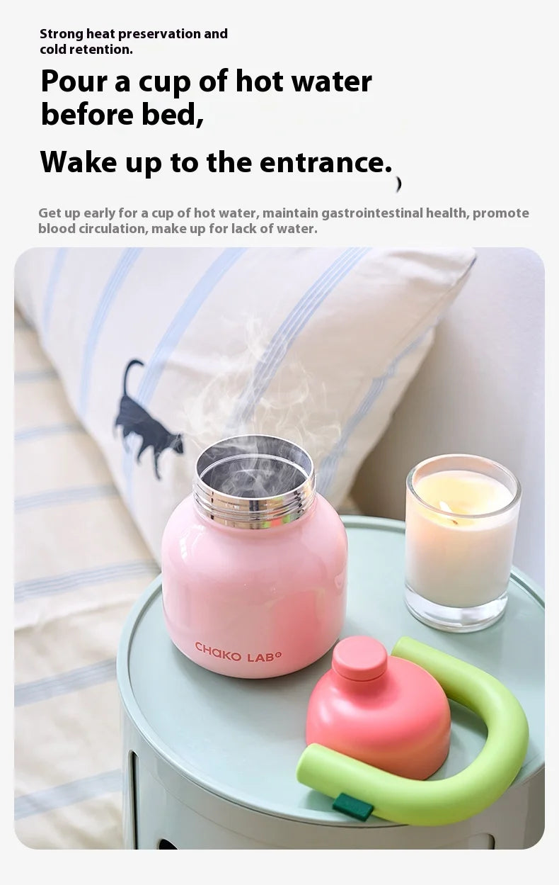 Chakolab 1000ML Large Capacity Thermos Cup With Cold Straw Stainless Steel Inner Pot Kettle Portable Travel Mugs