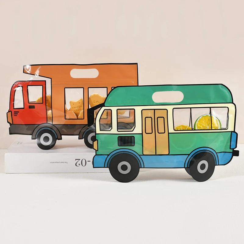 10pcs construction truck candy bags – fun snack bags for kids’ birthday party favors.