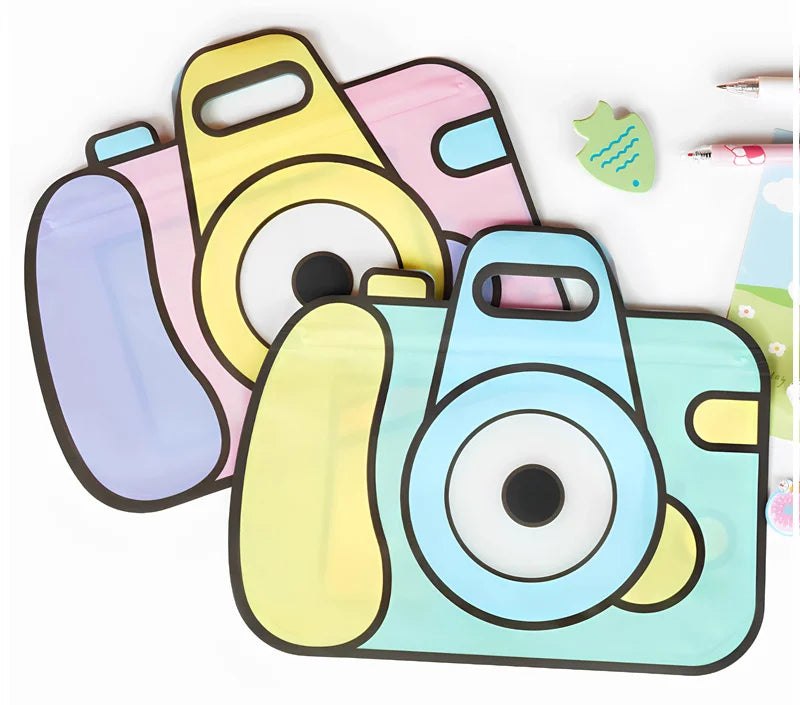 20pcs cartoon camera candy bags with window – cute snack pouches for kids’ party treats.