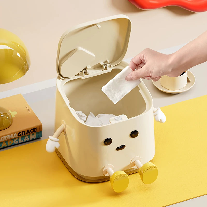 Modern Desktop Garbage Bin – Easy Press Lid Design