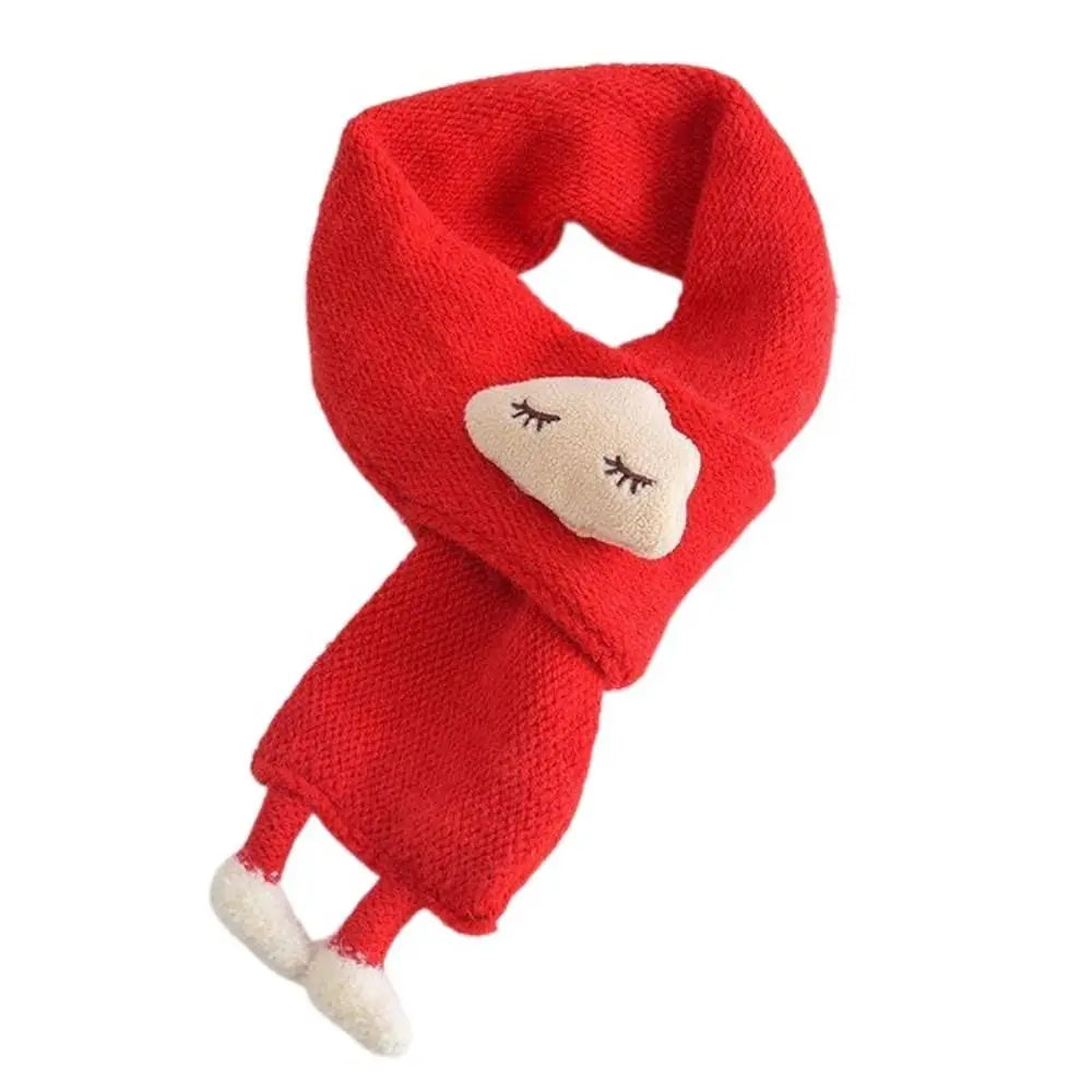 Soft, warm cartoon knit scarf for kids, thick, cozy, and perfect for autumn and winter.