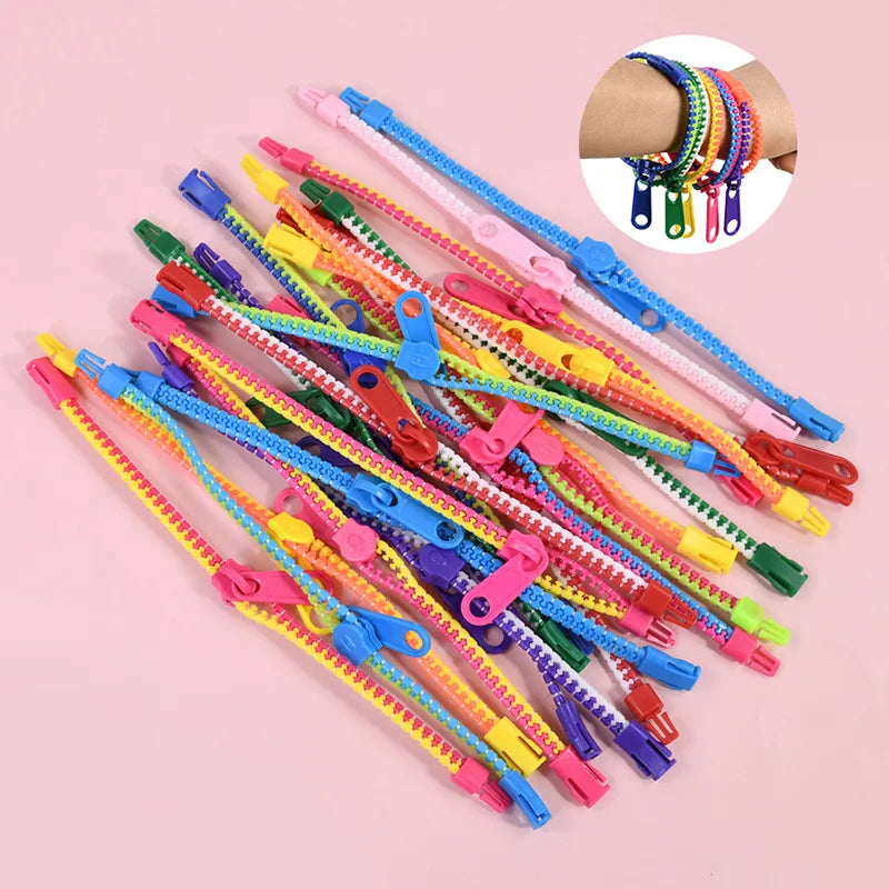 12/24pcs zipper bracelets – fun anti-stress fidget toys for kids party favors