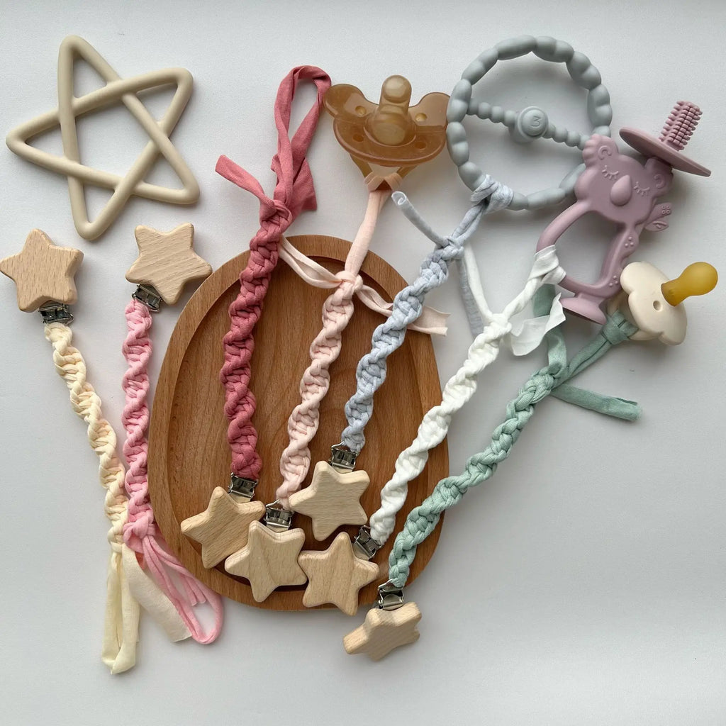Woven Pacifier Clip with Star Charm