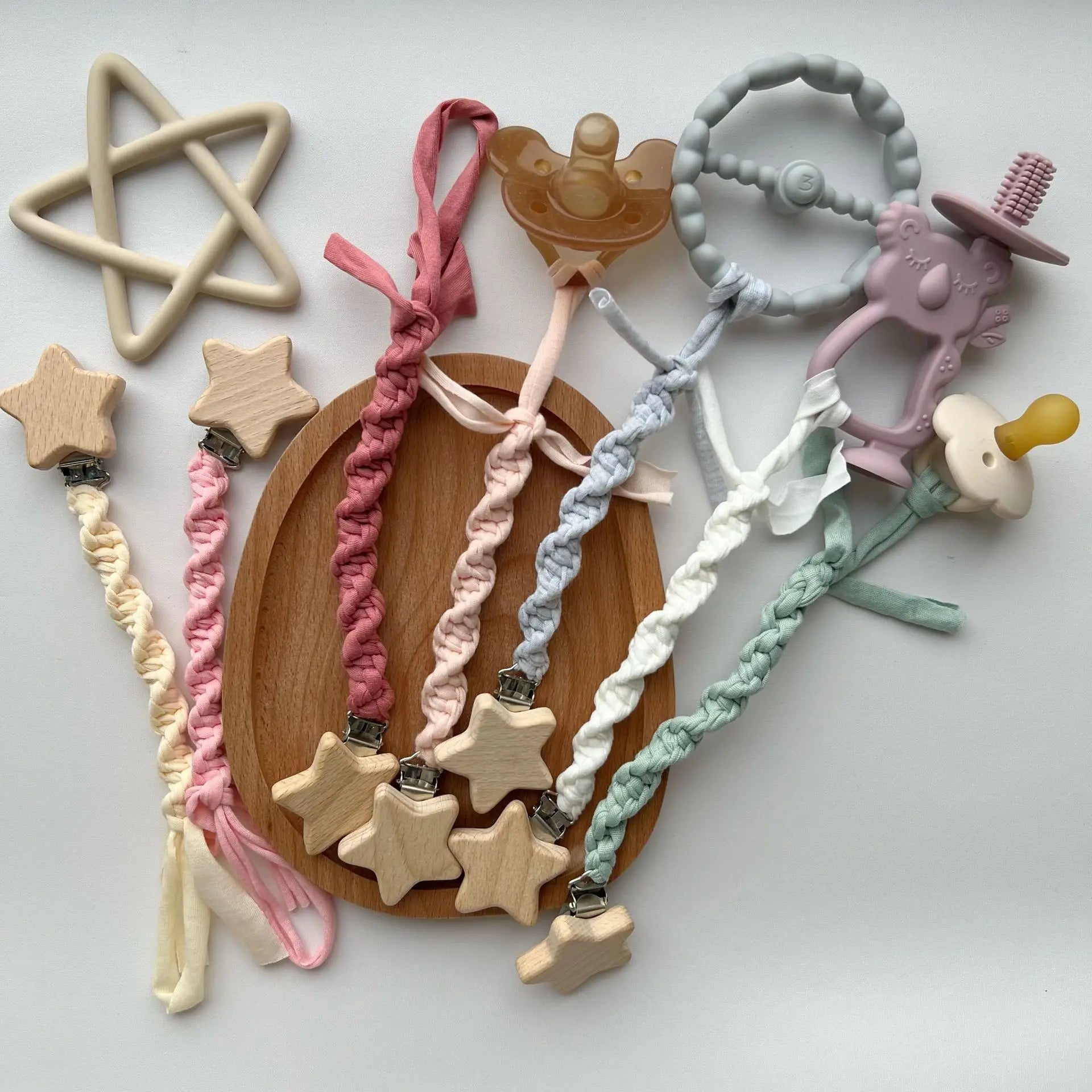 Woven Pacifier Clip with Star Charm