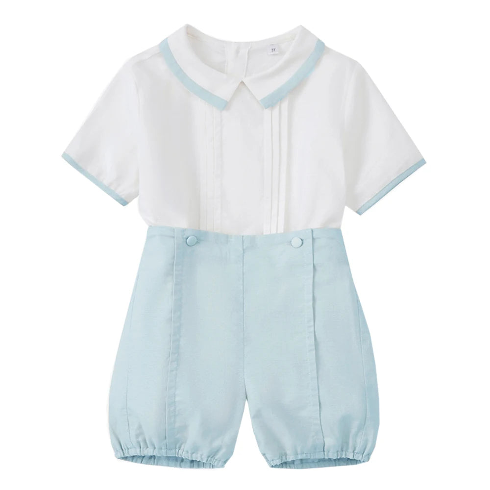 Boys Summer Gentleman 2-Piece Set – Shirt & Shorts