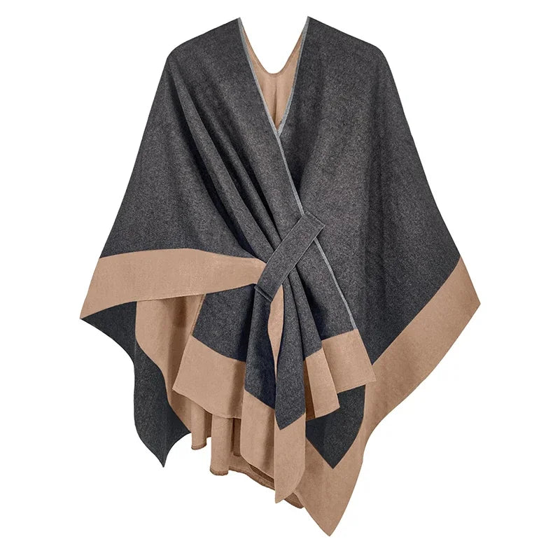 Luxury winter poncho for women, warm, stylish, and perfect for cozy, windproof outing