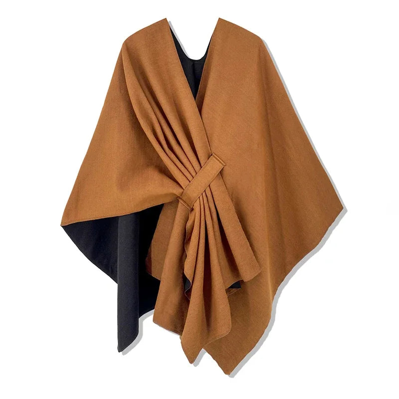 Luxury winter poncho for women, warm, stylish, and perfect for cozy, windproof outing