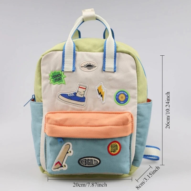 Cute Canvas Preschool Bag with Top Handle