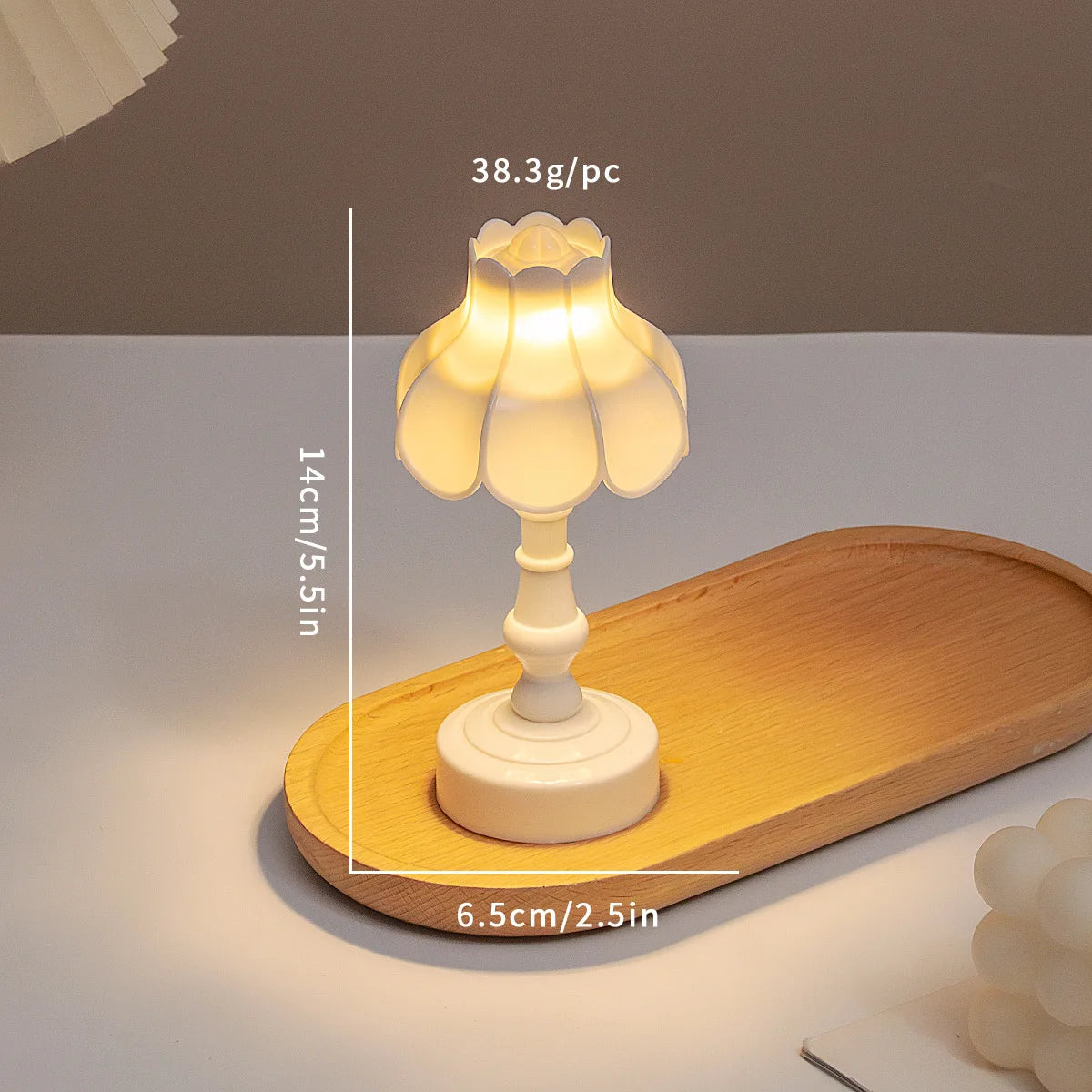 Miniature Flower Bud Table Lamp Night Light Furniture Home Model Decor Toy Doll, House Accessories Table