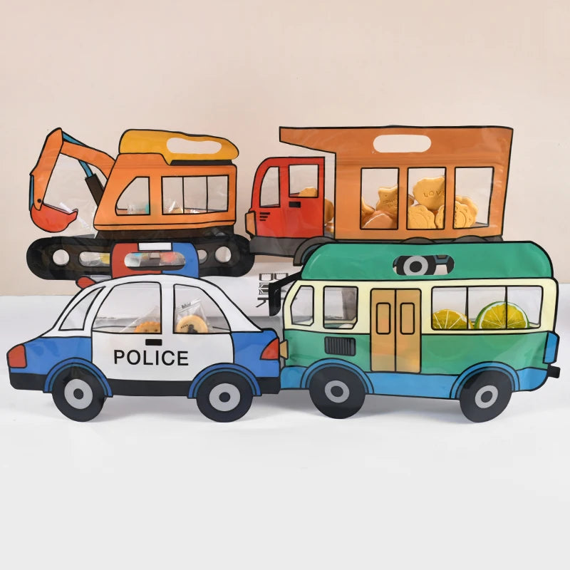 10pcs construction truck candy bags – fun snack bags for kids’ birthday party favors.