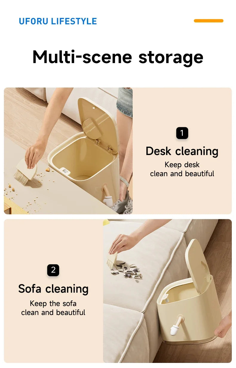 Modern Desktop Garbage Bin – Easy Press Lid Design