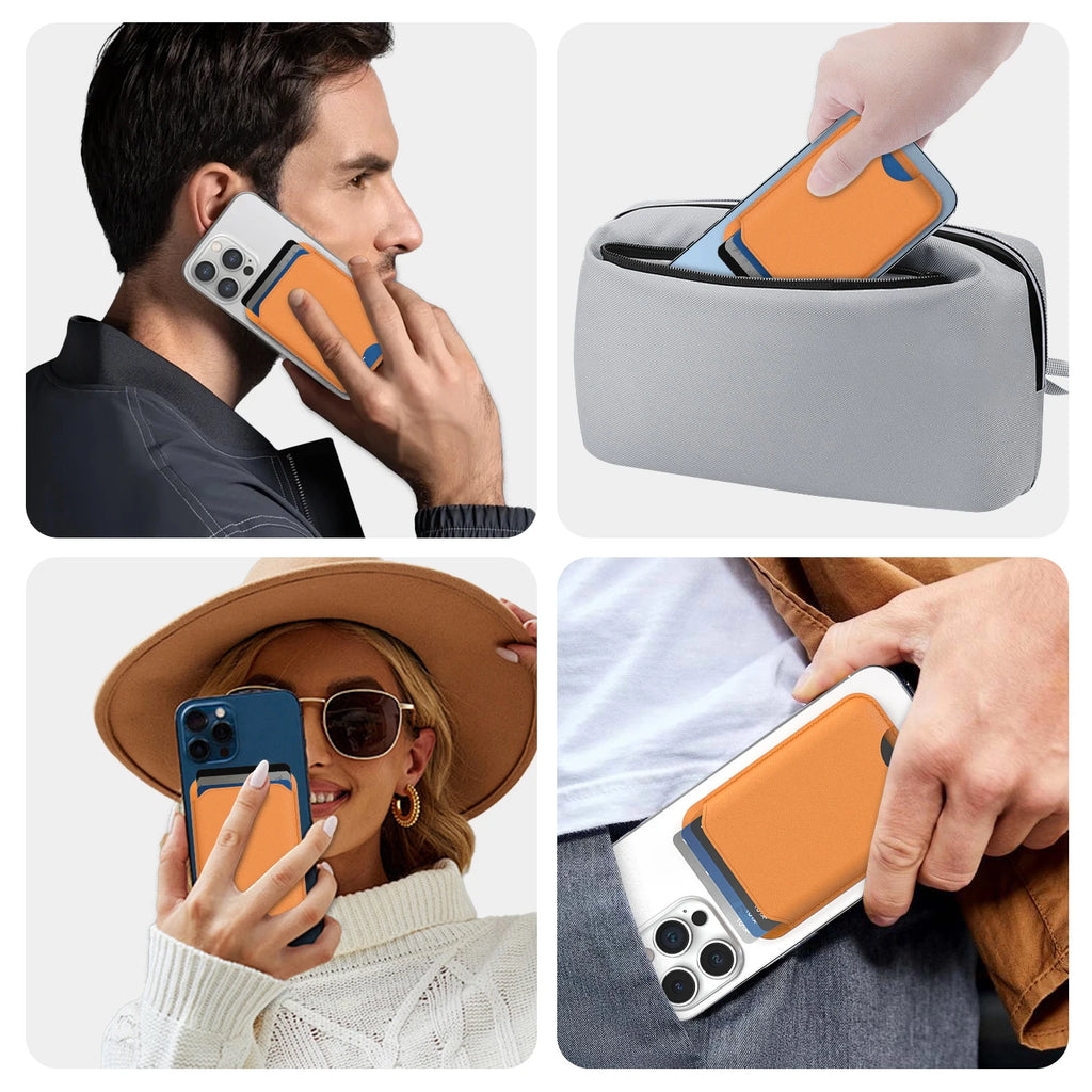 Trackable Magnetic Card Holder Leather Tracker Smart MagSafe Wallet Work with Find My Built in For iPhone 16/15/14 Series