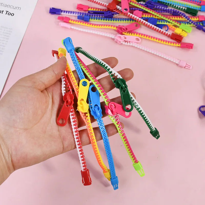 12/24pcs zipper bracelets – fun anti-stress fidget toys for kids party favors