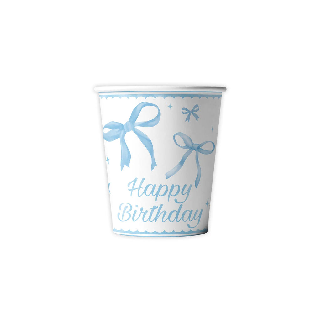 Blue bow disposable cutlery party decoration birthday dinner plate towels paper cups Happy Birthday Banner supplies