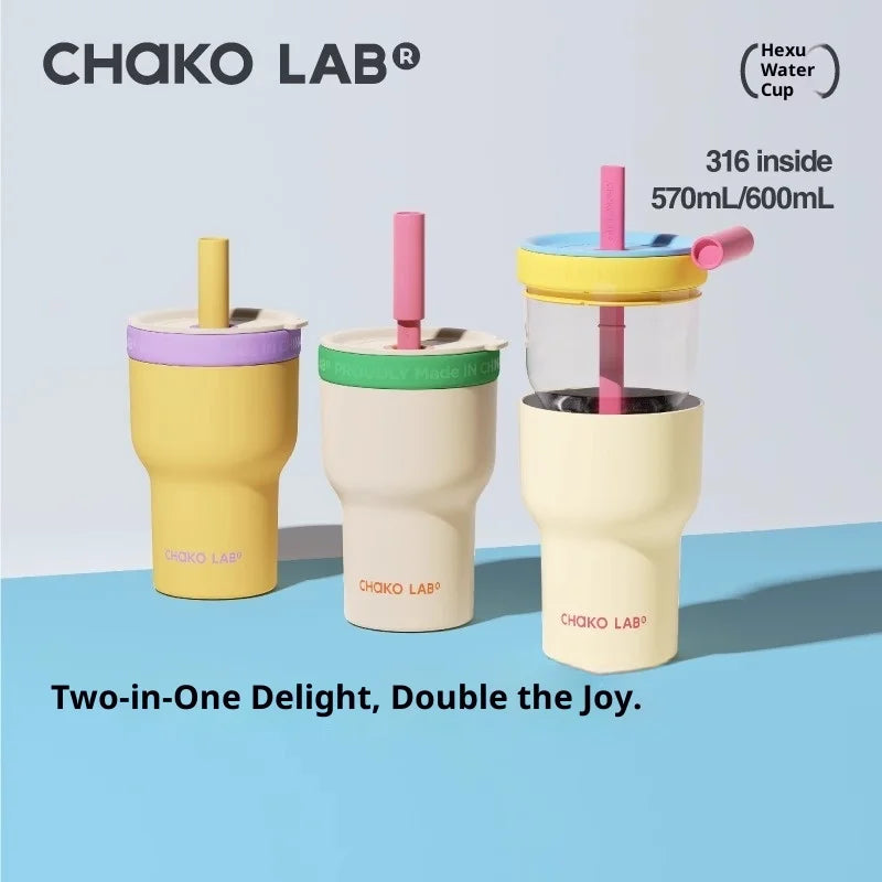 Chakolab Large Capacity Dual Enjoyment Cup High Aesthetic Coffee Cup Portable Detachable Winter Insulated Cup Water glass
