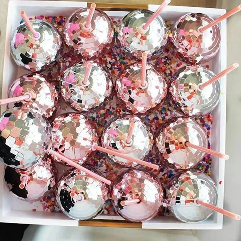 5Pcs Disco Ball Cup with Straw