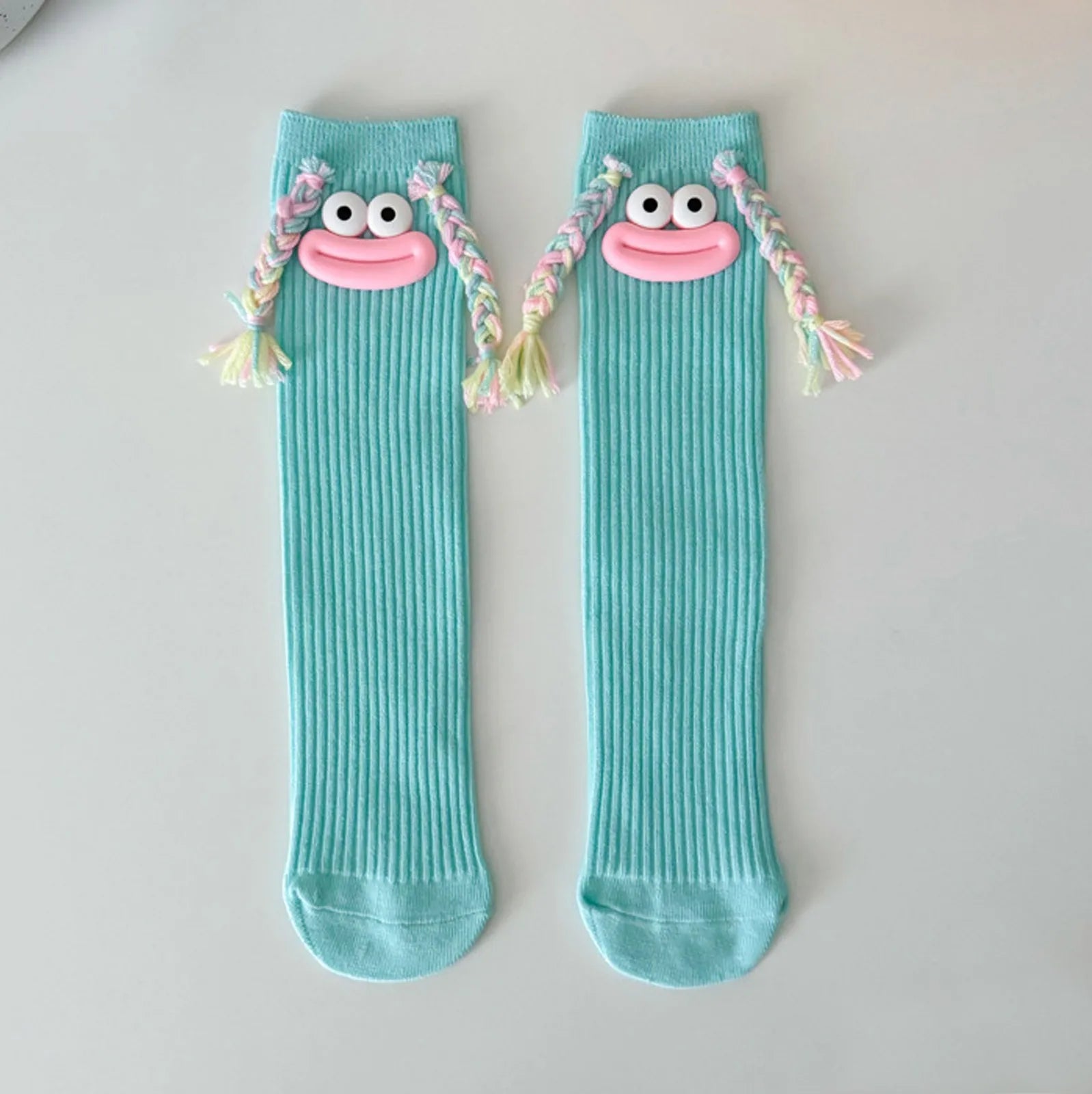 Sweet Girl Mid Length Kawaii Cartoon Colorful Big Mouth Braids Funny Long Socks Princess Baby Kids Cute Over Knee High Stockings