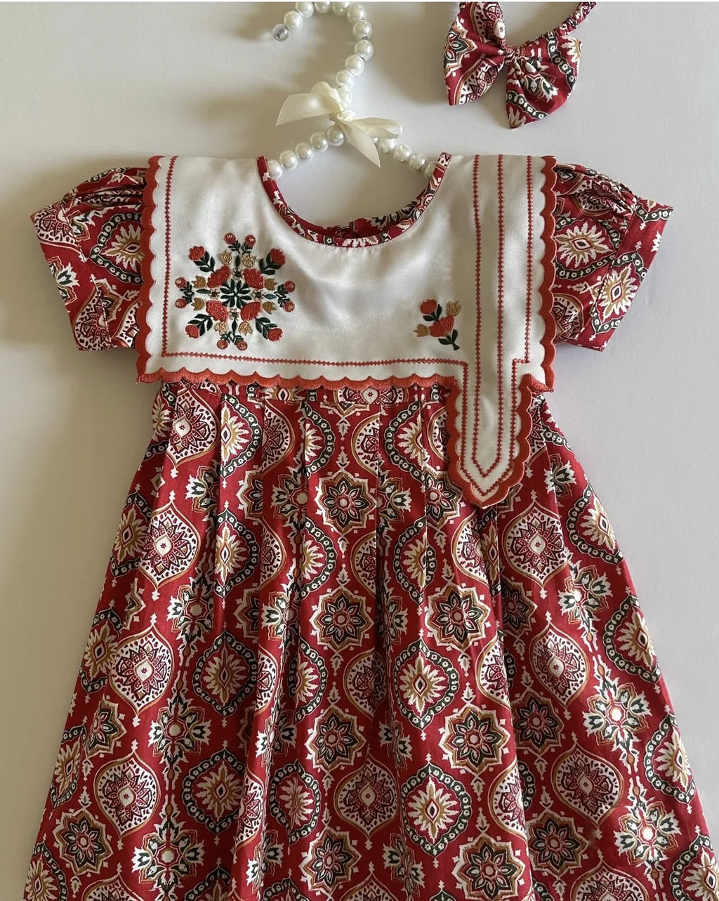 Vintage Princess-Style Red Floral Dress