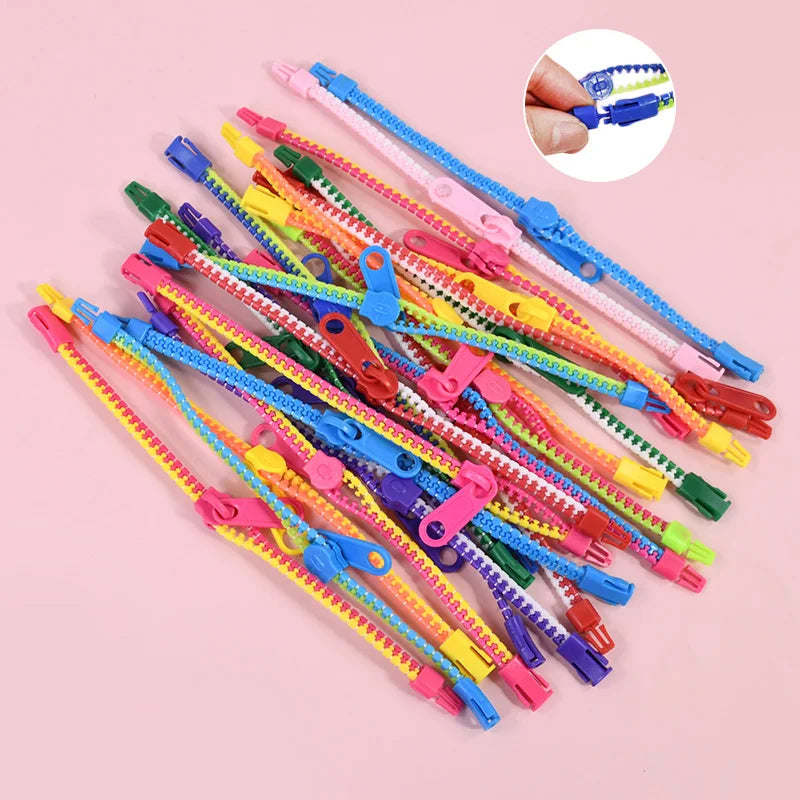 12/24pcs zipper bracelets – fun anti-stress fidget toys for kids party favors