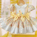 Yellow Duck Embroidered Princess Dress , Vintage Style for Girls