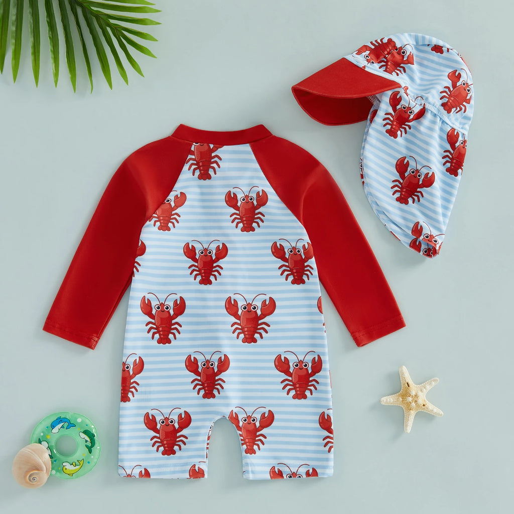 Toddler Boys Swimsuit 2Pcs Set Long Sleeve