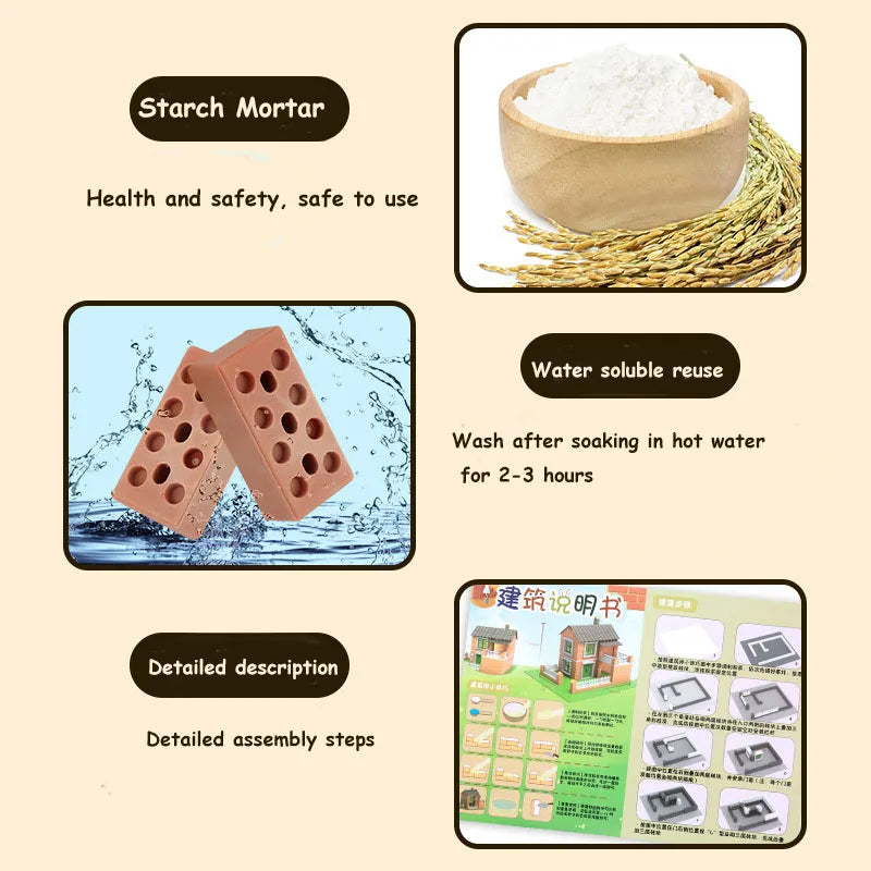 Brick Dollhouse Casa Miniature With LED Kit Mini Villa Building Model Doll Houses Assemble Toy for Children Gifts