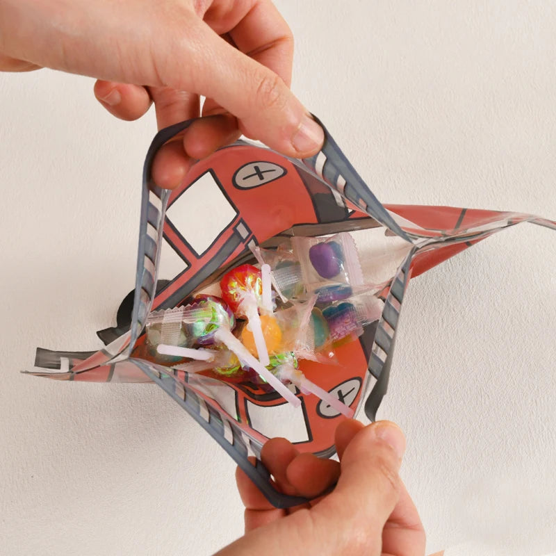 10pcs construction truck candy bags – fun snack bags for kids’ birthday party favors.