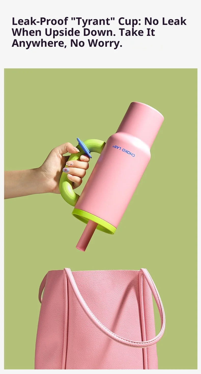 Chakolab 1050ML Large Capacity Straw Thermos Cup 316 Stainless Steel Camping Coffee Cups Portable Outdoor Water Glasses
