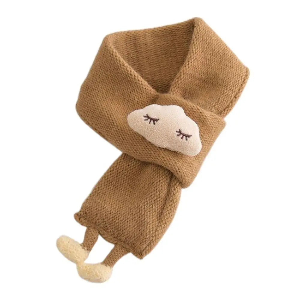 Soft, warm cartoon knit scarf for kids, thick, cozy, and perfect for autumn and winter.