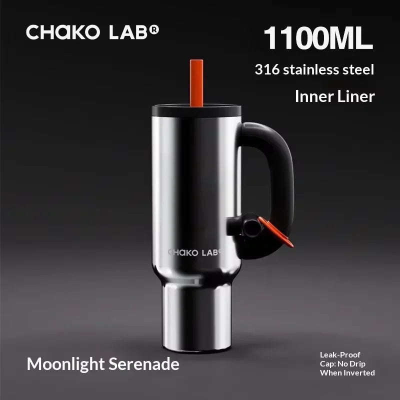 Chakolab 1050ML Large Capacity Straw Thermos Cup 316 Stainless Steel Camping Coffee Cups Portable Outdoor Water Glasses