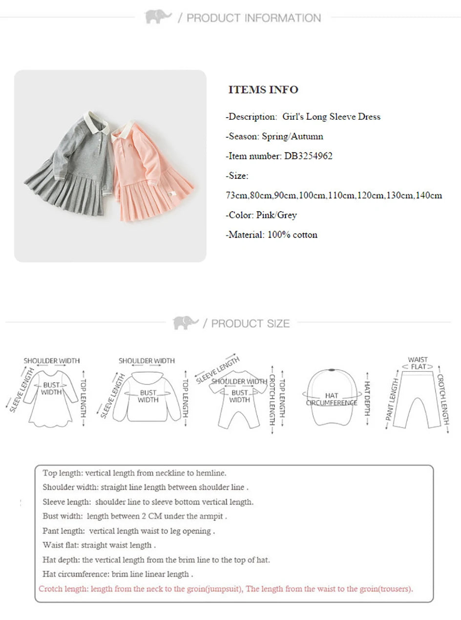 Dave Bella Brand Girl Polo Dress Autumn Long Sleeve Princess