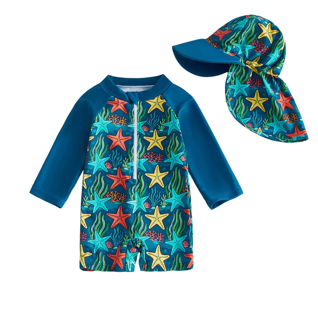 Toddler Boys Swimsuit 2Pcs Set Long Sleeve
