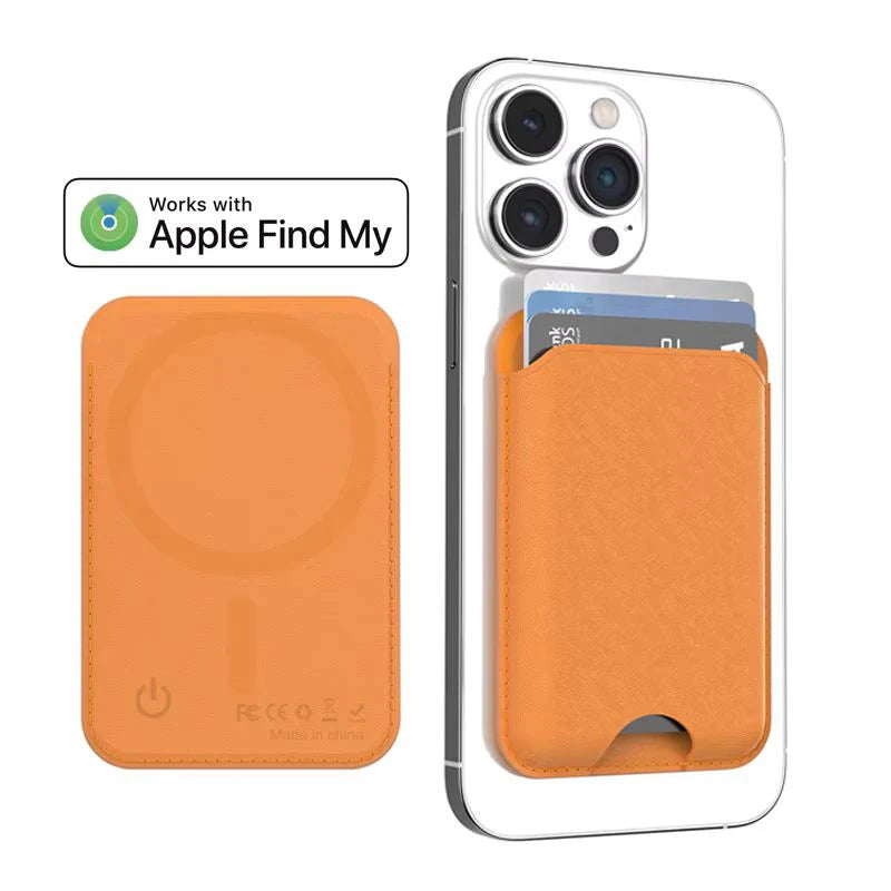 Trackable Magnetic Card Holder Leather Tracker Smart MagSafe Wallet Work with Find My Built in For iPhone 16/15/14 Series