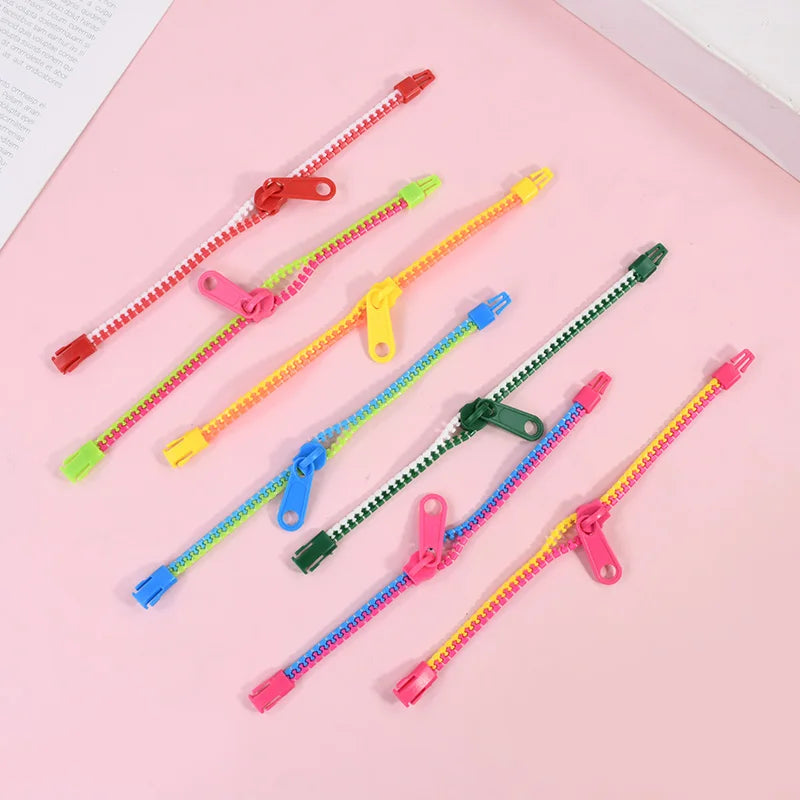 12/24pcs zipper bracelets – fun anti-stress fidget toys for kids party favors