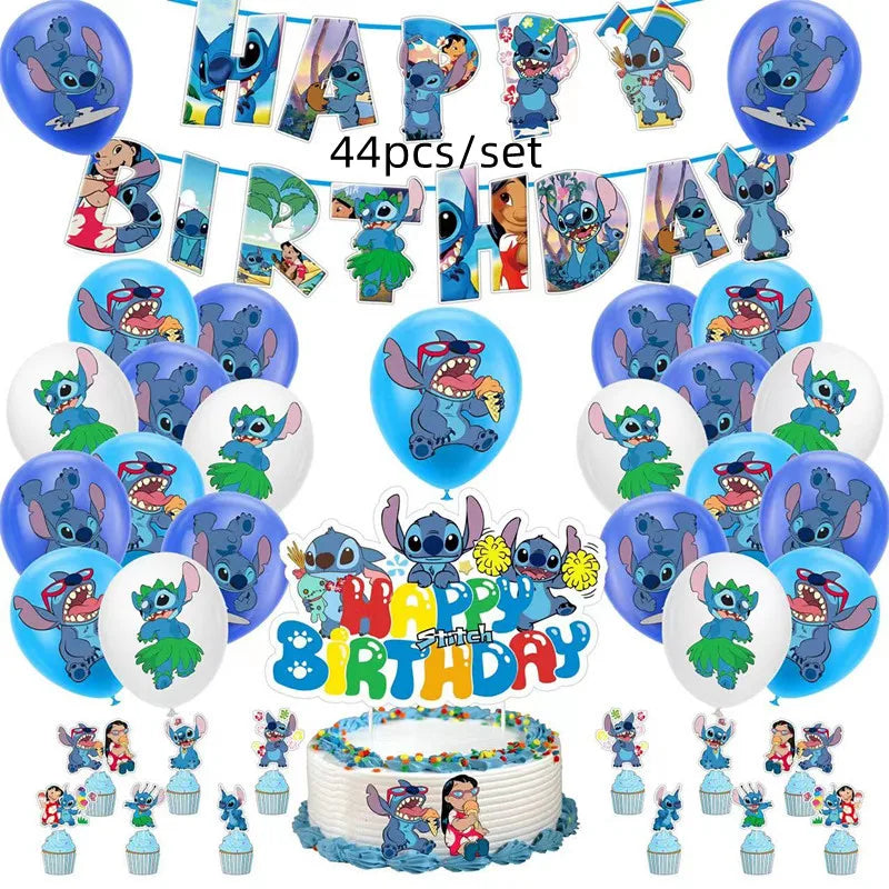 Lilo&Stitch Party Supplies Cup, Plates, Tablecloth, Balloons, Cake Toppers, Gift Box Birthday Party Decoration