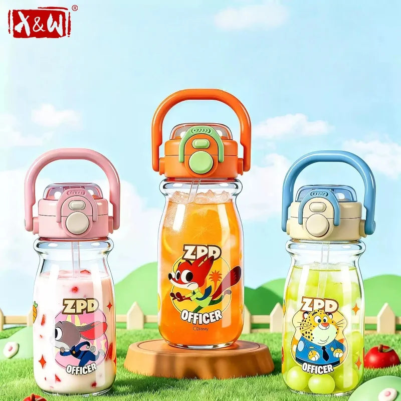 Zootopia Kids Water Bottle with Straw & Handle