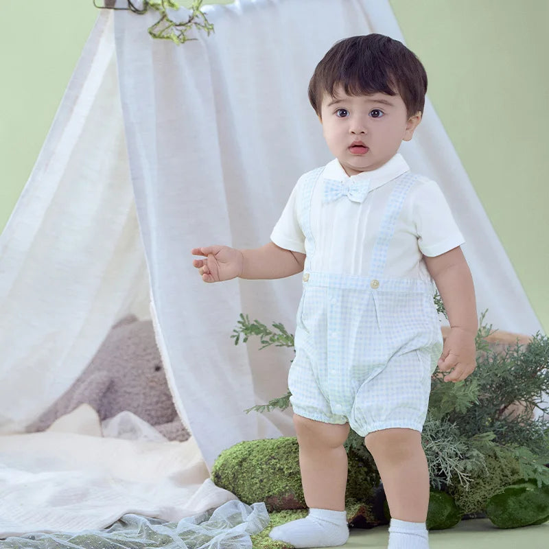Dave Bella Short Sleeve Cotton Baby Jumpsuit