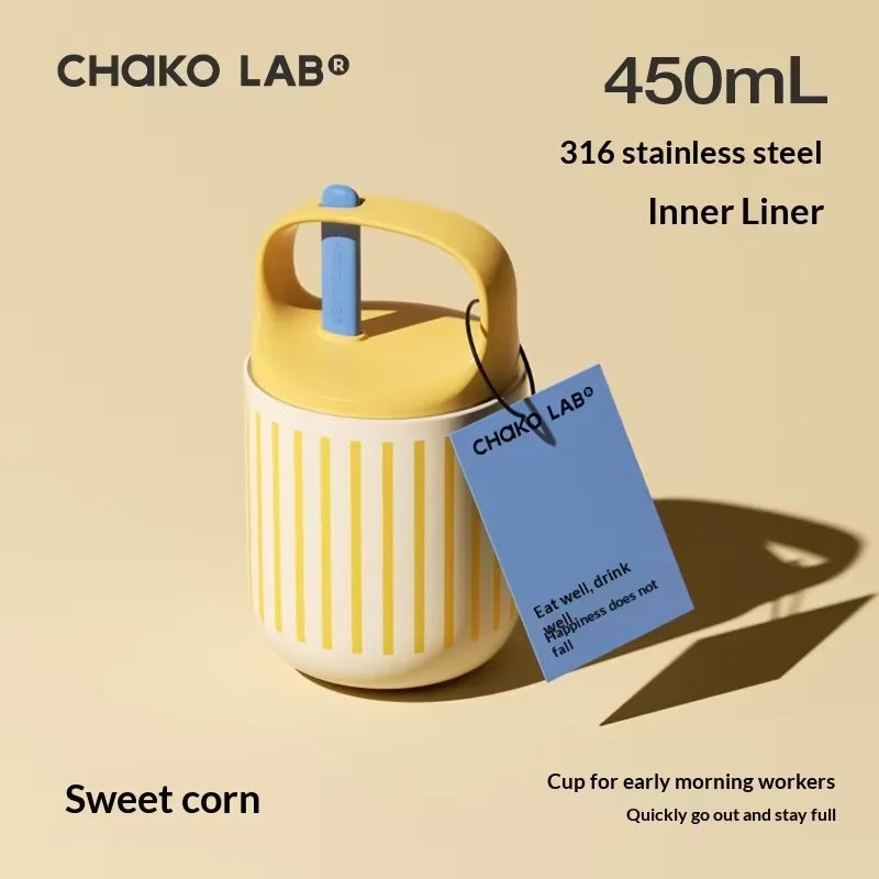 Chakolab 450ML Breakfast Cup With Lid Silicone Spoon 316 Stainless Steel Thermos Kettle