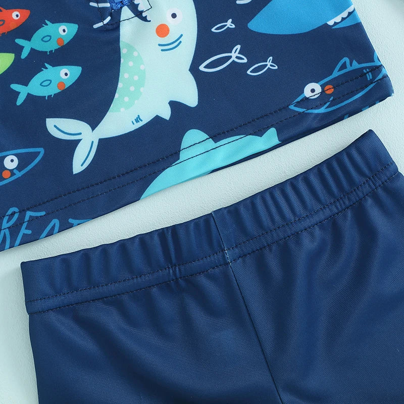 Baby Boys Swimwear Fish Print Long Sleeve set