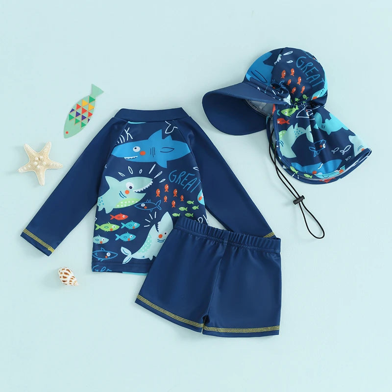 Baby Boys Swimwear Fish Print Long Sleeve set