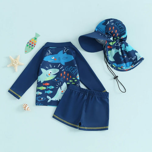 Baby Boys Swimwear Fish Print Long Sleeve set