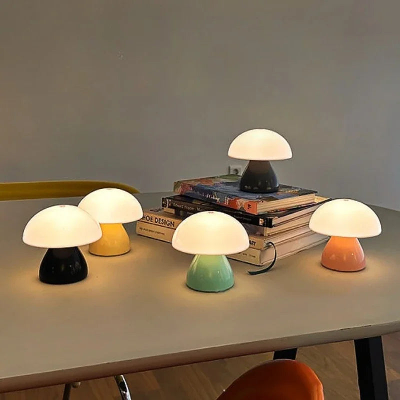 Mushroom LED Table Lamp Touch Dimming USB Charging