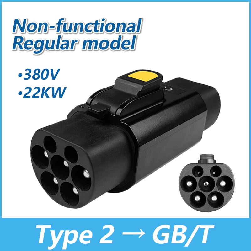 EVqiaoyi Type2 to GB/T EV Adapter 32A 22kW IEC62196 Pile to GB/T Port Converter with Temperature Control for Fast Safe Charging