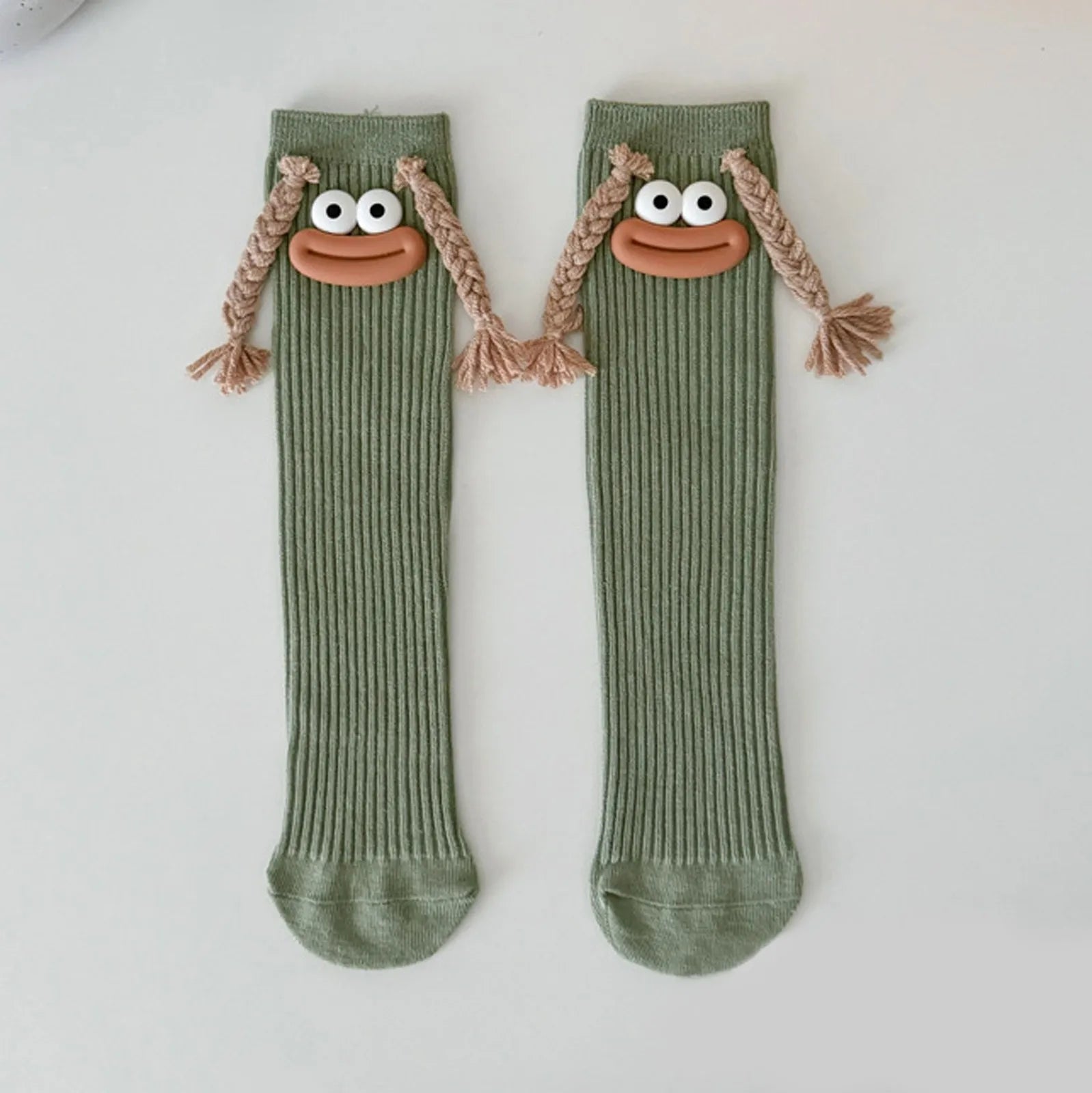 Sweet Girl Mid Length Kawaii Cartoon Colorful Big Mouth Braids Funny Long Socks Princess Baby Kids Cute Over Knee High Stockings