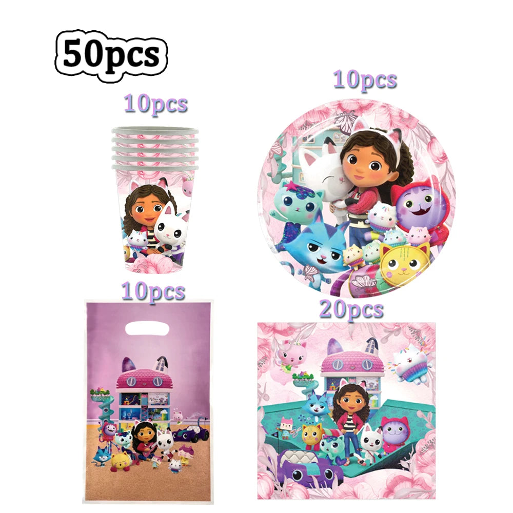 Gabby Doll House Party Tableware Set for Girls