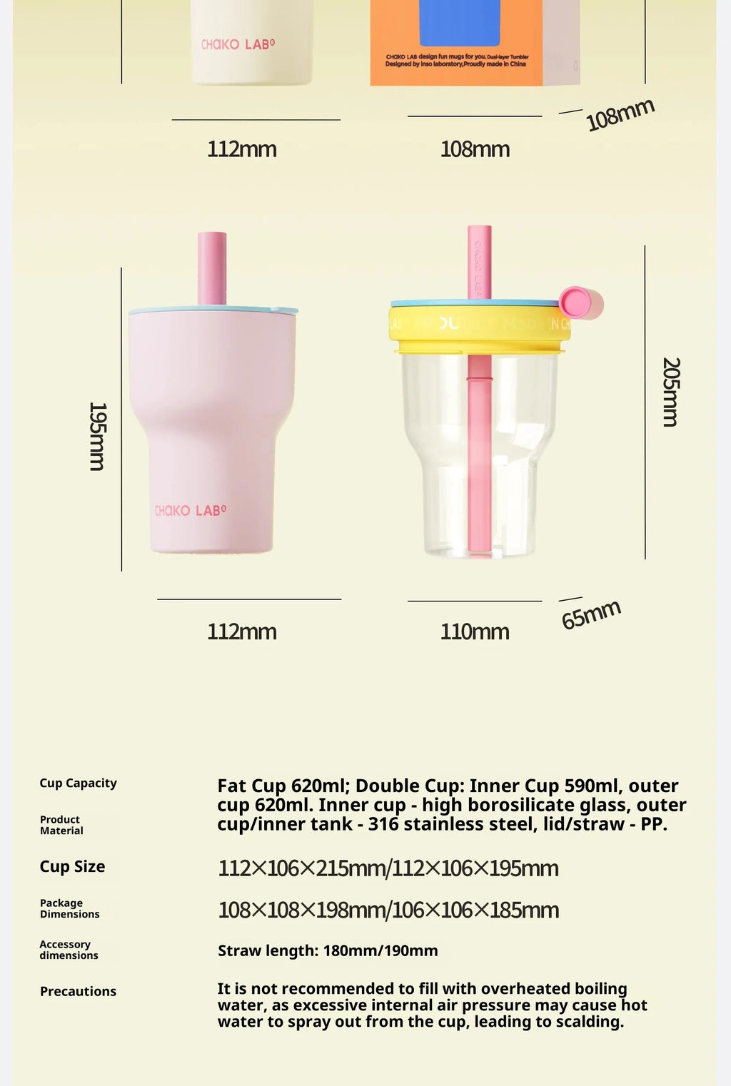 Chakolab Large Capacity Dual Enjoyment Cup High Aesthetic Coffee Cup Portable Detachable Winter Insulated Cup Water glass