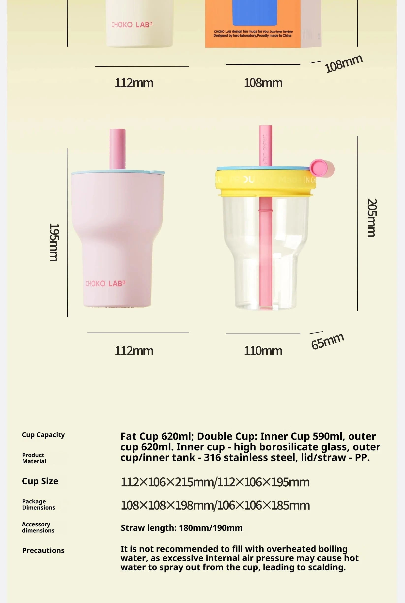Chakolab Large Capacity Dual Enjoyment Cup High Aesthetic Coffee Cup Portable Detachable Winter Insulated Cup Water glass