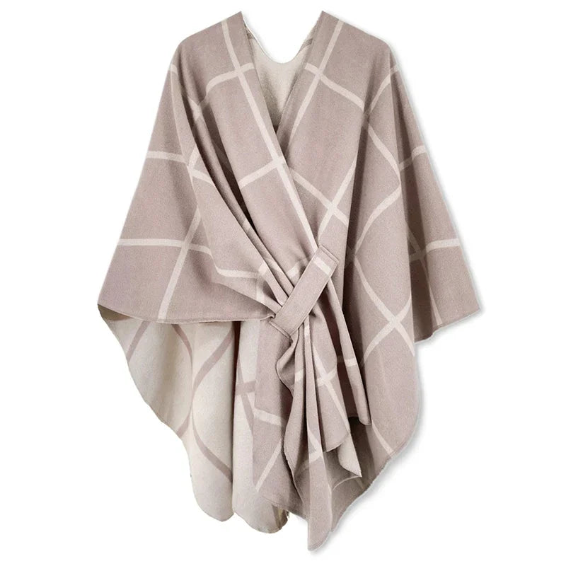 Luxury winter poncho for women, warm, stylish, and perfect for cozy, windproof outing